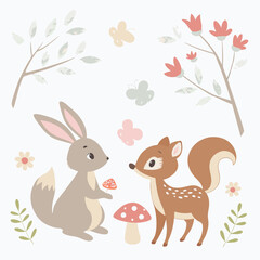 rabbit and flowers