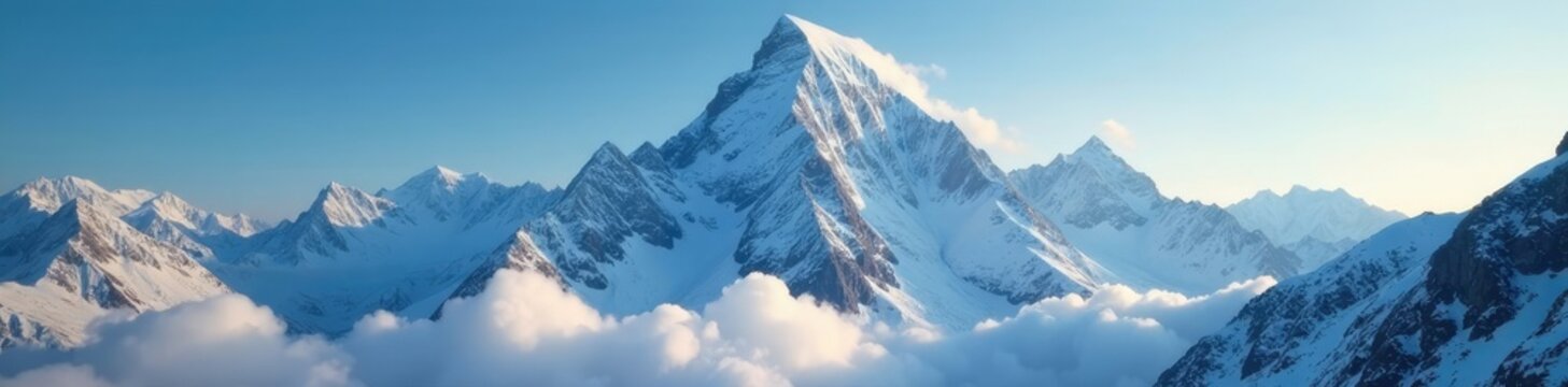 Killer mountain Nanga Parbat from low angle with clouds and fog, trekking, mountain, killer