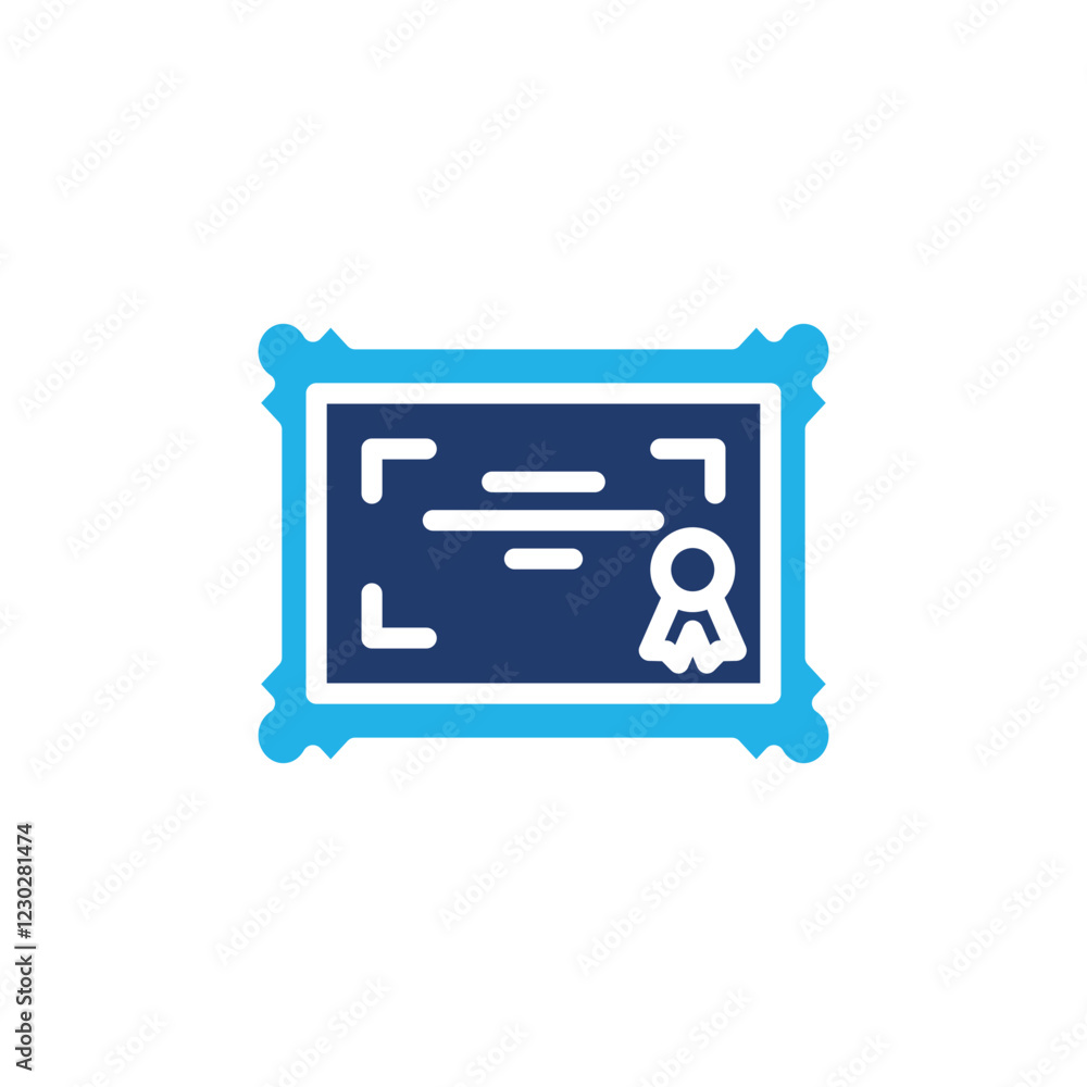 Poster displayed on border certificate colored icon vector design good for web or mobile app