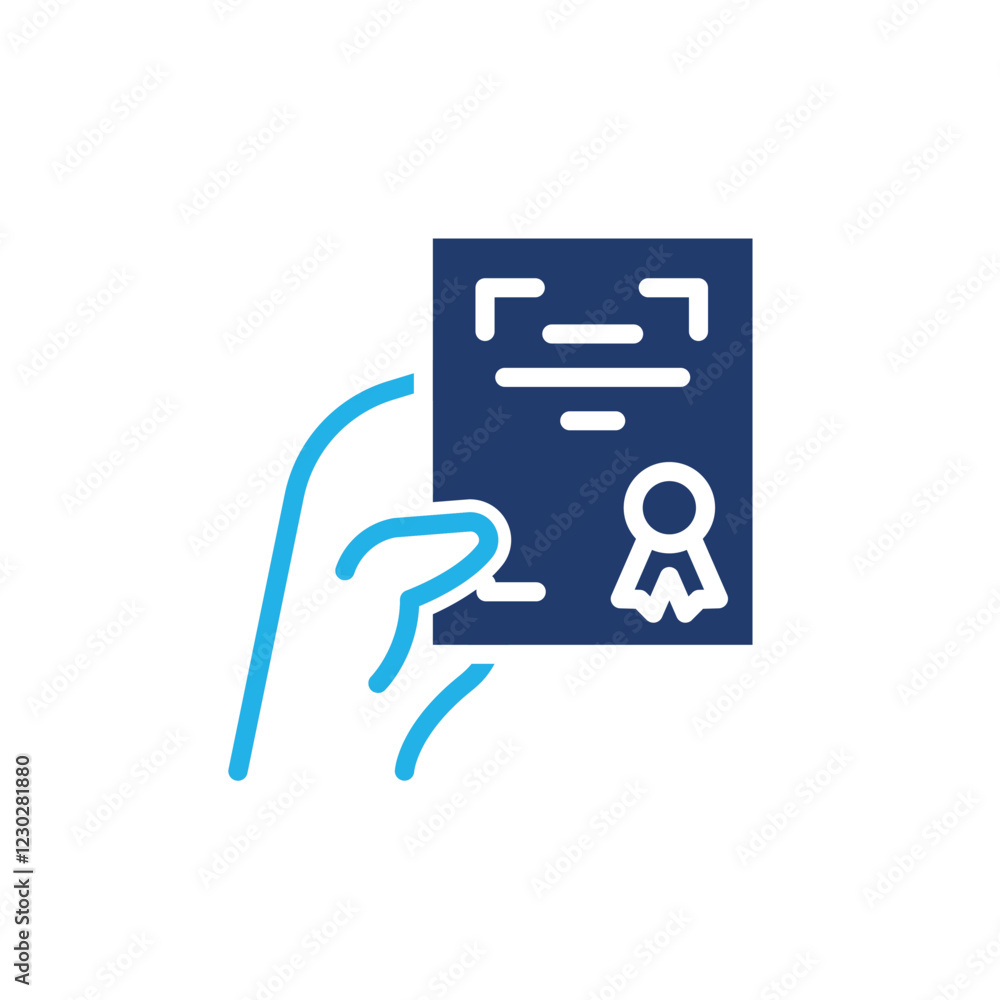 Aufkleber displayed certificate with hand colored icon vector design good for web or mobile app