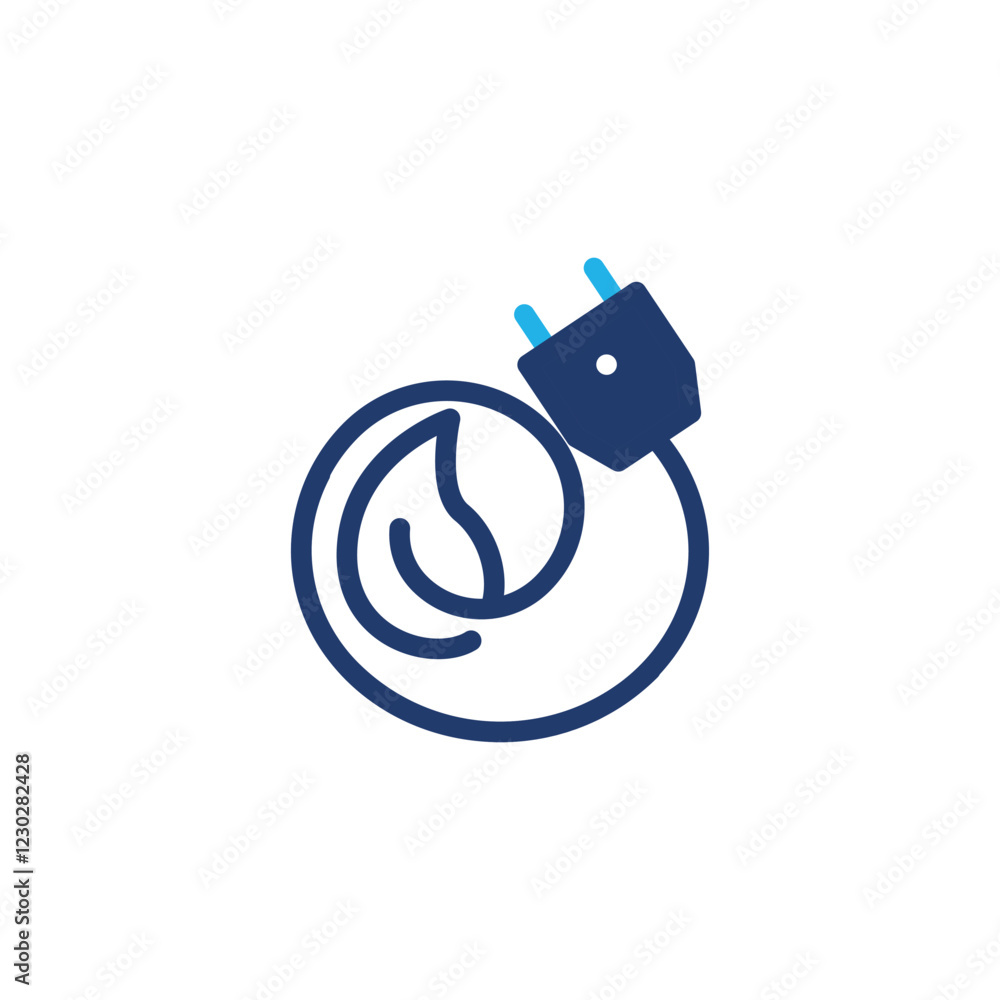 Poster leaf with plug electric colored icon vector design good for web or mobile app