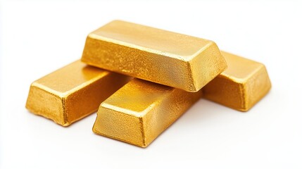 Gold refinery scene with freshly minted gold bars stacked neatly, glowing under refined lighting