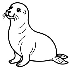 Cute Black Vector Sea Lion Line Art Black Vector Silhouette Cartoon  Illustration