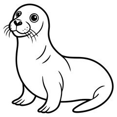 Cute Black Vector Sea Lion Line Art Black Vector Silhouette Cartoon  Illustration