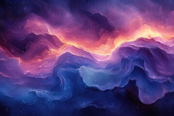 Cosmic waves of vibrant colors blend seamlessly in an abstract representation of the universe