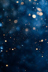 Festive background with fireworks and bokeh lights on a dark blue background