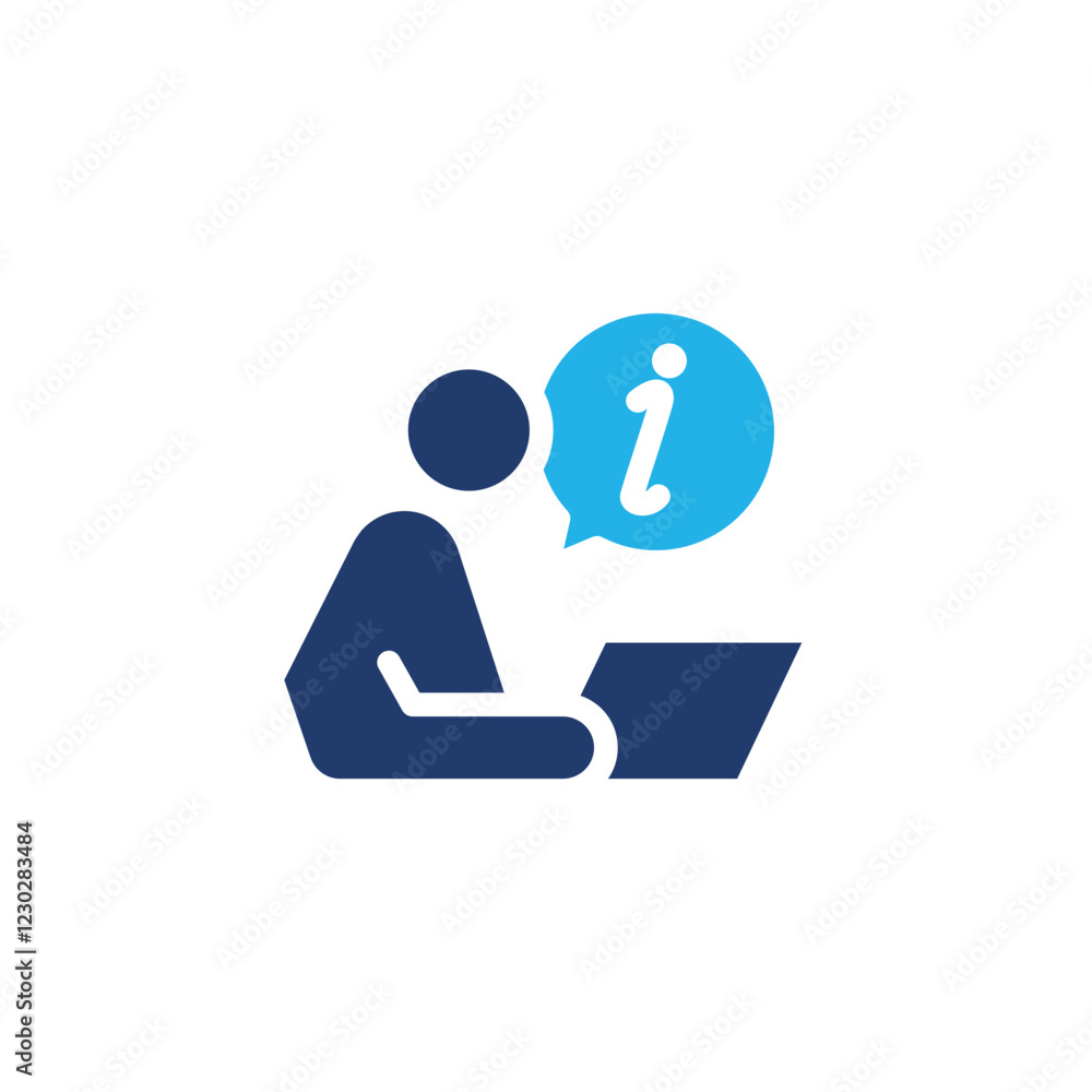 Aufkleber information and help desk agent colored icon vector design good for web or mobile app