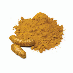 vector a mound of ground turmeric and pieces of turmeric 