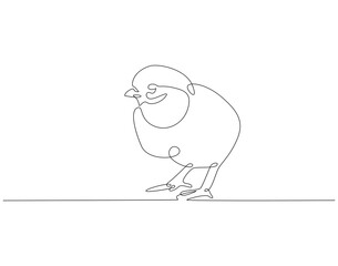 Continuous one line drawing of chick. One line drawing illustration of baby chicken. Farm animal, poultry concept single line. Editable outline