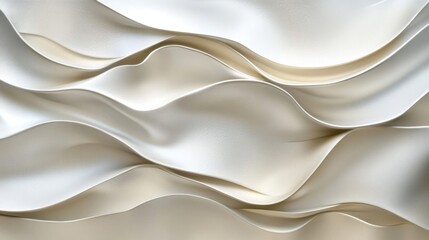 Abstract Wave Texture Background, Smooth Undulating Cream and White Pattern
