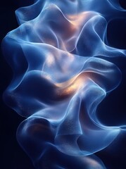 Obraz premium Abstract blue energy swirls, dark background, digital art, website banner