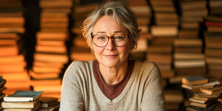 Cozy library portrait a literary enthusiast's warm passion for books