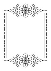 Frame in eastern tradition. Stylized with henna tattoos decorative pattern for decorating covers for book, notebook, casket, magazine, postcard and folder. Flower border in mehndi style.