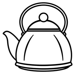 Vintage Tea Kettle Line Art Vector
