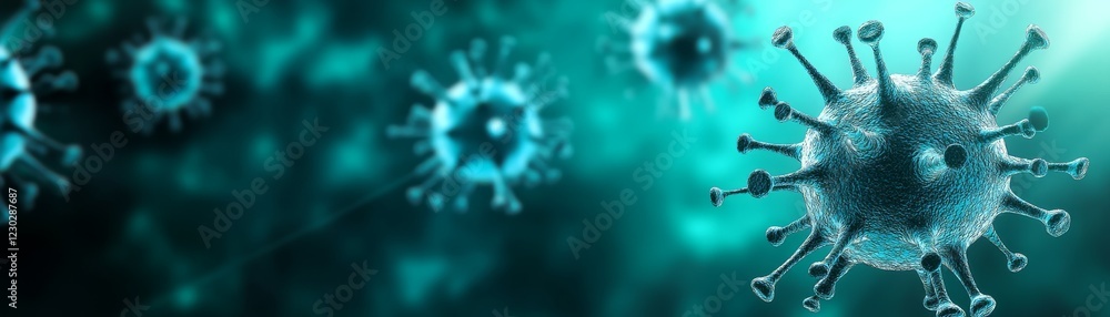 Poster microscopic view of a pathogen triggering an immune response, detailed look at the interaction betwe