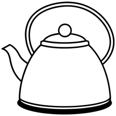 Vintage Tea Kettle Line Art Vector