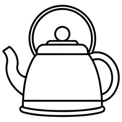 Vintage Tea Kettle Line Art Vector