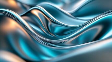 Abstract Blue and Gold Fluid Waves Background