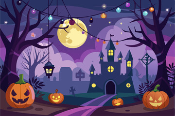 Halloween background with scary elements