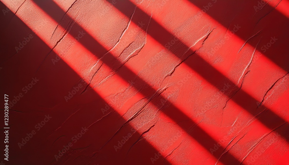 Poster abstract red textured surface with diagonal light and shadow patterns.
