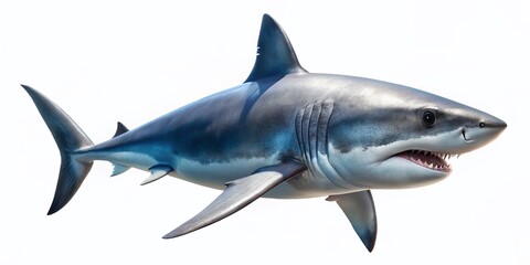 Fototapeta premium Majestic Great White Shark: Isolated 3D Render with Tilt-Shift Effect