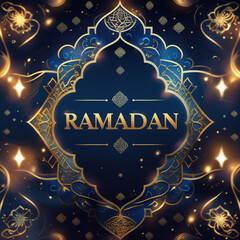 ramadan mubarak  card with golden stars