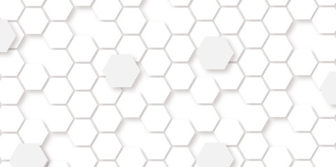 Fototapeta premium Abstract seamless honeycomb hexagon background. Geometric texture white gray pattern design. 