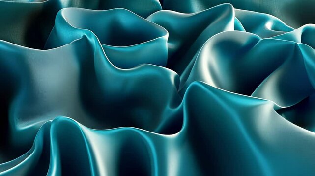 Abstract Teal Silk Drapery: A Study in Texture and Light