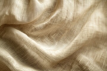 Draped Beige Fabric Showing Textured Weave