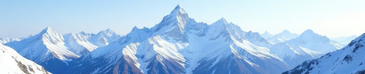 Obraz premium majestic mountain range with snow-capped peaks, landscape, snow,