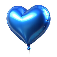 png love or heart shape of Foil blue balloon isolated on transparent background. Generative AI.