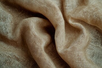 Textured Burlap Fabric Background Showing Wrinkles