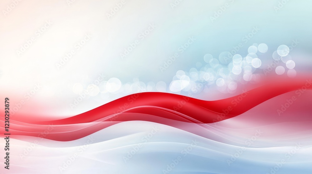 Poster dynamic flow, abstract red and white waves background for modern design