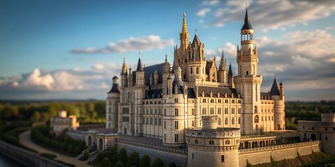 Fototapeta premium Majestic Montferrand Chateau: Panoramic View with High Depth of Field