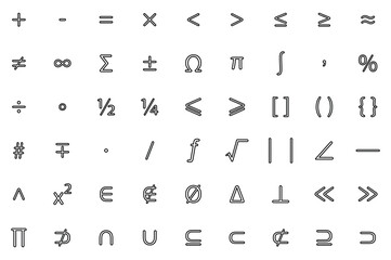Mathematics outline icon set, vector illustrator
