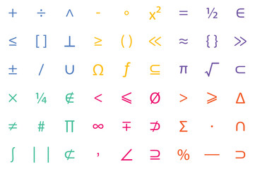 Mathematics color icon set, vector illustrator
