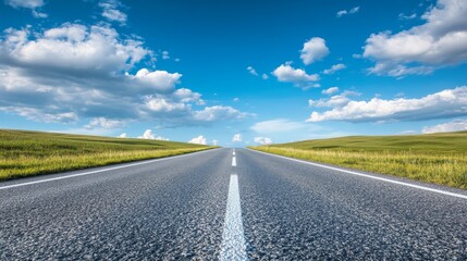 Fototapeta premium Long straight road leading to success, a journey of determination and focus