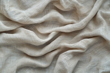 Draped Beige Linen Fabric Showing Texture