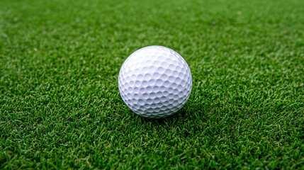 Golf Ball on a Green Lawn in Soft Sunlight - Image for Sports Advertisements, Golf Training Materials, and Luxury Lifestyle Promotions