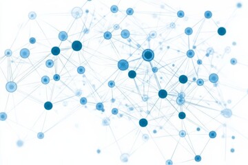 A network illustration featuring connected blue circles.