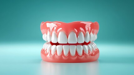 Obraz premium Vibrant red gums and white teeth, a closeup exploration of dental health oral hygiene