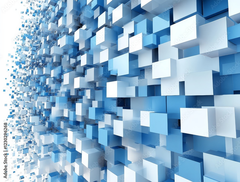 Wall mural dive into the intricate patterns and vibrant colors of a stunning 3d squares design.