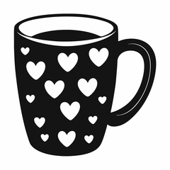 Black Silhouette Mug with Heart Pattern
