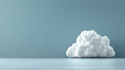 Cloud in a server room symbolizes cloud migration and digital transformation minimalistic bright tone modern blurred empty blank caption space on the side
