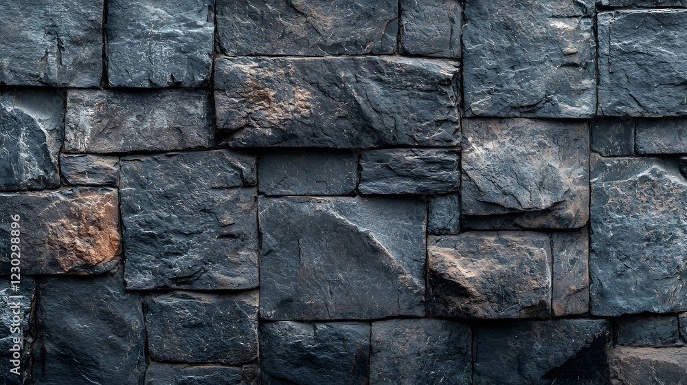 Poster weathered stony surface of an ancient stone wall with intricate geometric patterns and textures evok