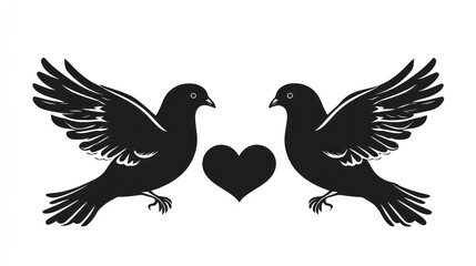 Obraz premium Two doves, heart, love, white background, wedding invitation (1)