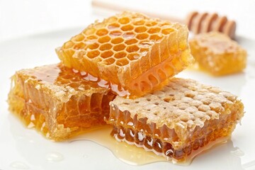 honeycomb isolated on white background. Photo generated by AI
