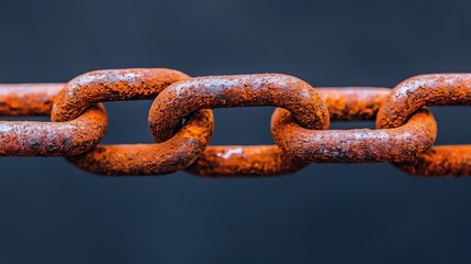 Fototapeta premium Rusty chain links symbolizing strength and resilience industrial setting close-up photography dark background