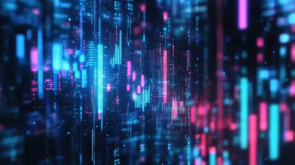 Fototapeta premium Dynamic Visualization of Digital Data in Blue and Pink Hues