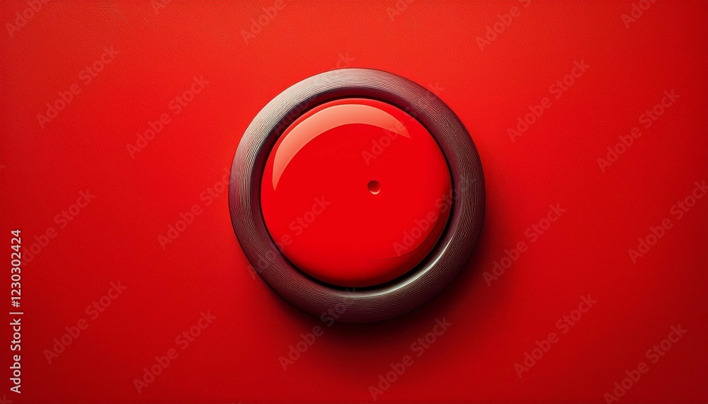 Aufkleber striking red button on red a study in minimalist design and texture vivid